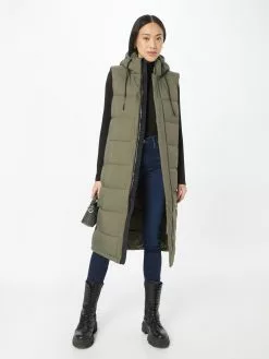 Khujo Vestes Sans Manches Gilet Tourin Femme Kaki -Khujo Soldes Boutique 120ff3938ba582a817f581d23d533d69