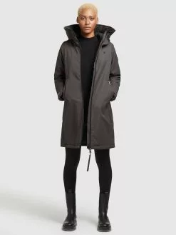Khujo Manteaux De Mi-saison Manteau Mi-saison LISAD Femme Gris Foncé -Khujo Soldes Boutique e04aadab7e40341130996e569eb05252