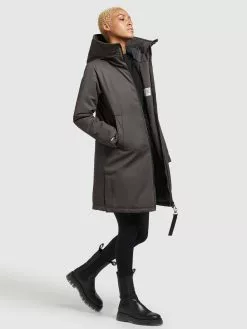 Khujo Manteaux De Mi-saison Manteau Mi-saison LISAD Femme Gris Foncé -Khujo Soldes Boutique e9cc25c2339f7e3960eb9a8c8fd467be